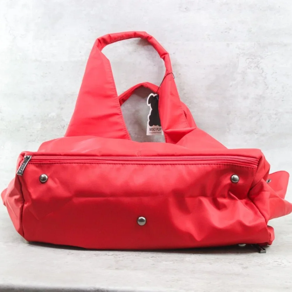 Miso Red Pet Tote - Stylish Travel Bag for Small Dog - full purse/computer space